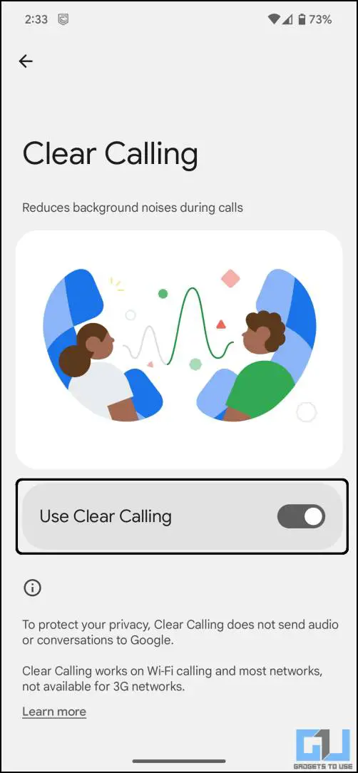 Google Pixel 휴대전화의 클리어 통화를 사용하여 통화 중 소음 제거하기
