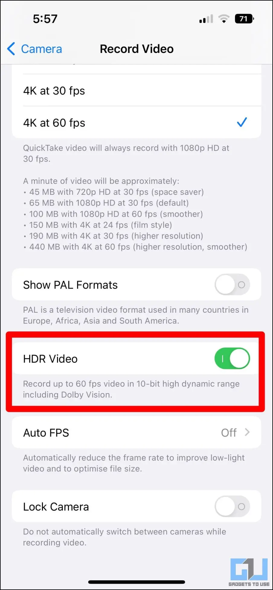 4K HDR로 릴 비디오 녹화