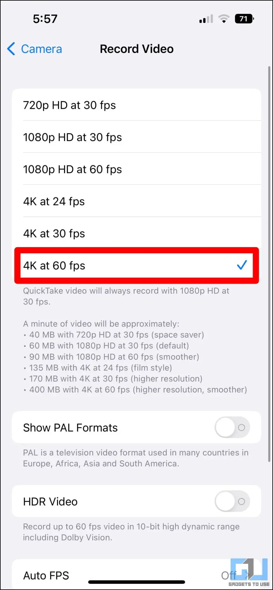 4K HDR로 릴 비디오 녹화