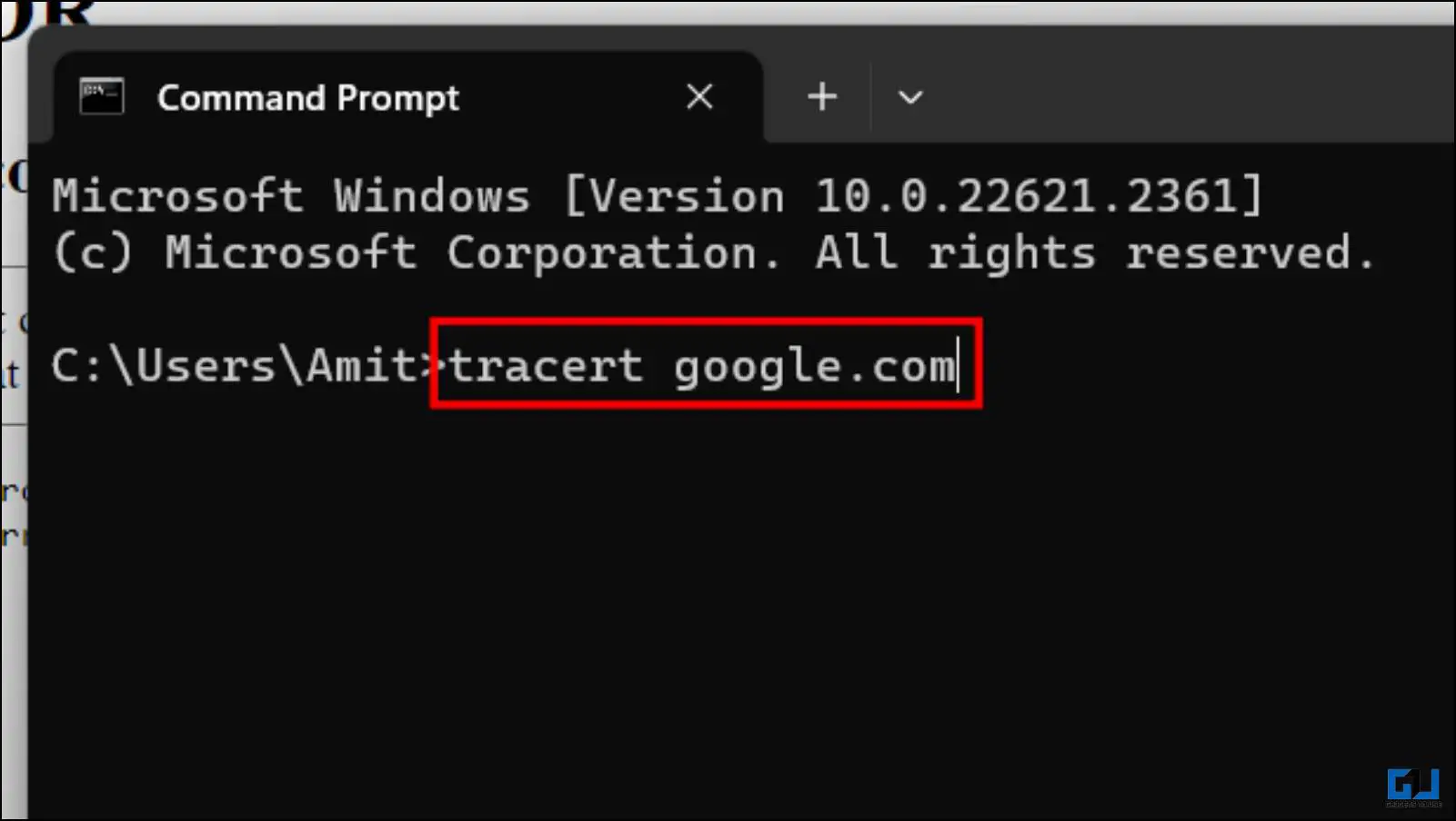 Tracert 명령을 사용하여 웹사이트 도메인을 IP 주소로 번역하기