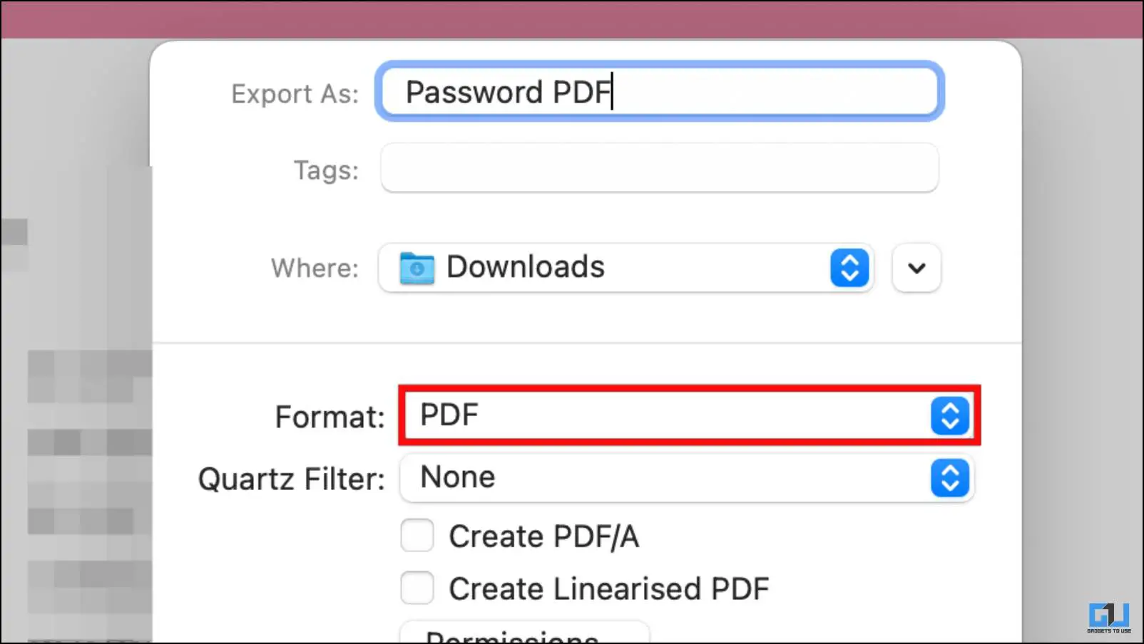 파일 형식을 PDF로 선택
