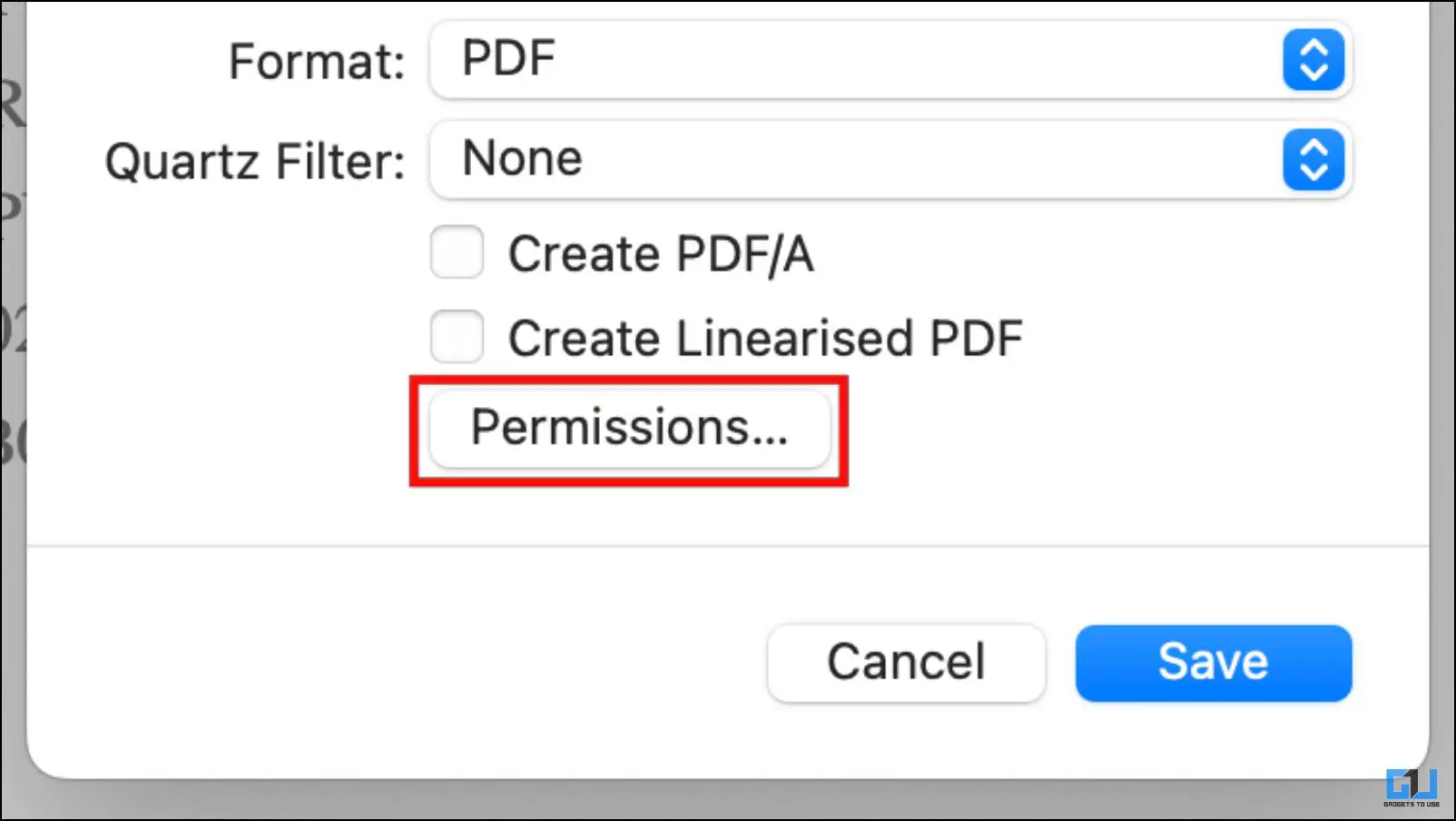 PDF에 대한 권한 설정 열기