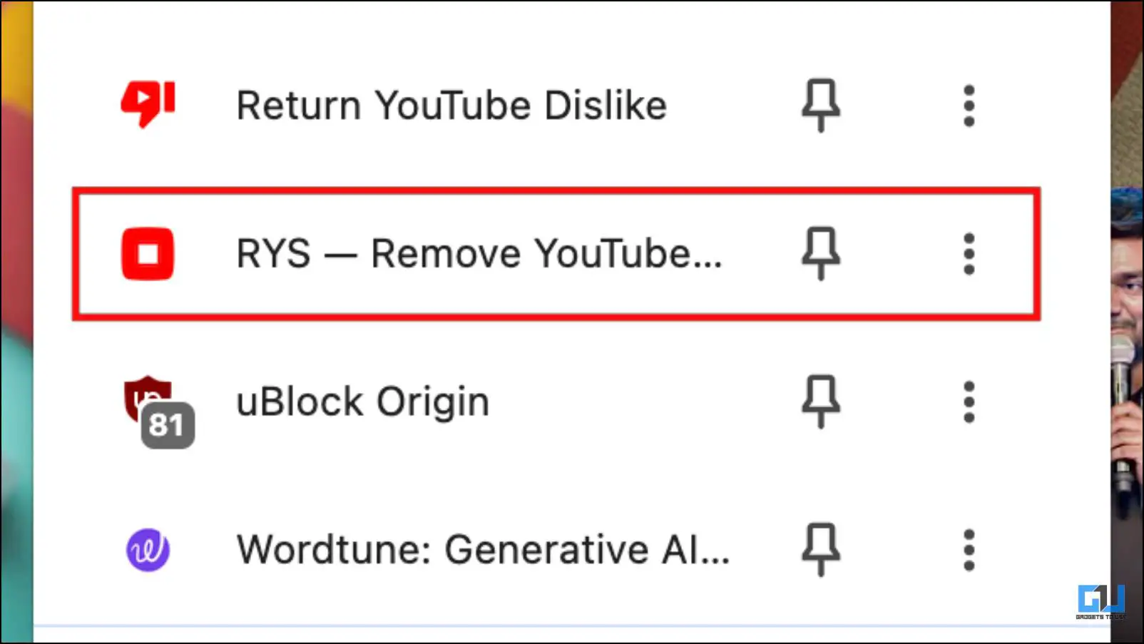 YouTube 추천 항목 제거 확장 프로그램을 엽니다.