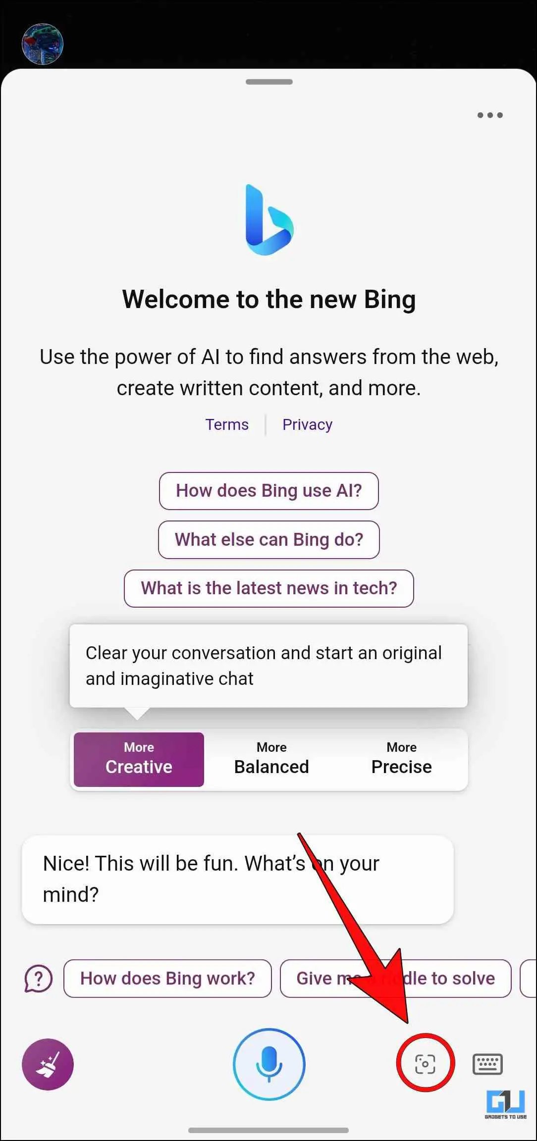 Bing Chat AI 시각적 검색
