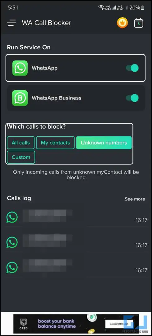 알 수 없는 WhatsApp 통화 무음 또는 차단