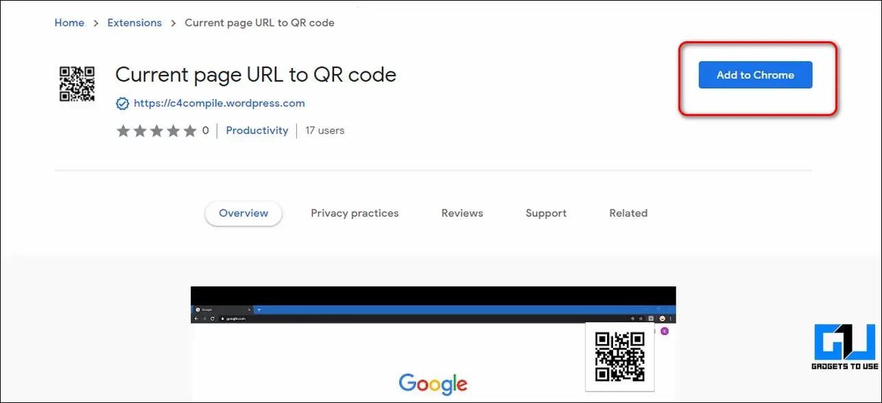 Chrome에서 웹사이트 URL을 QR 코드로 변환