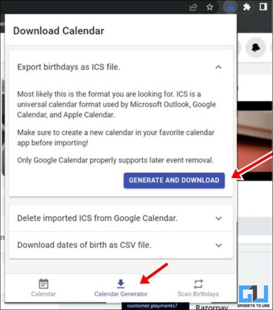Facebook 생일을 Google 캘린더로 가져오기