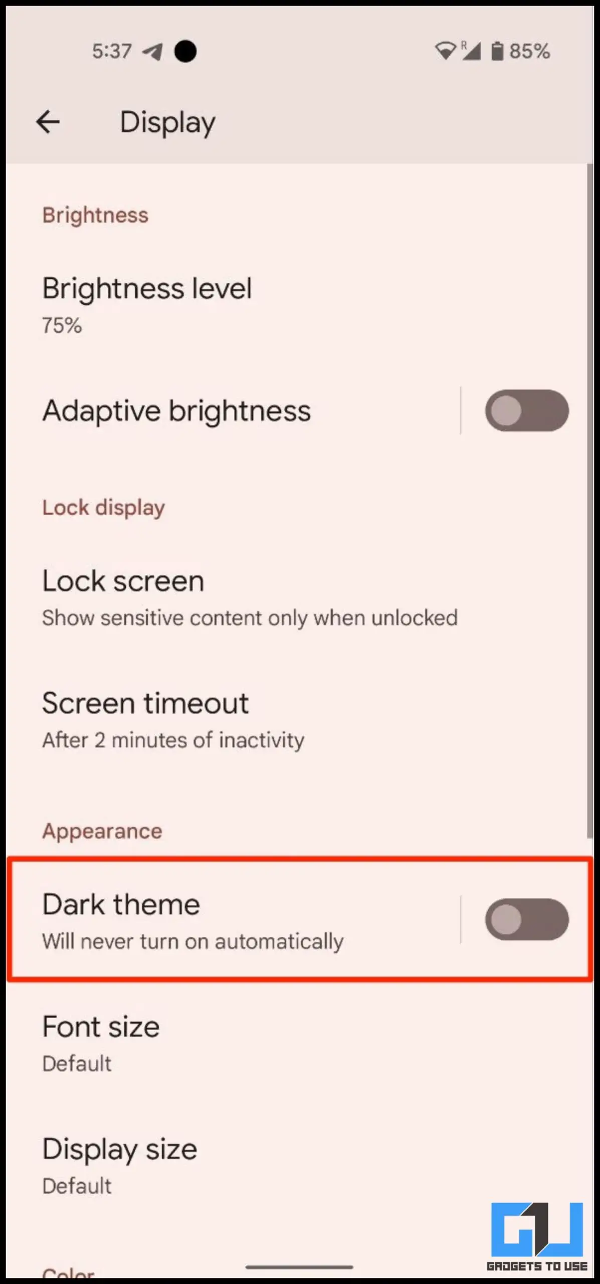 Android의 Instagram 어두운 모드