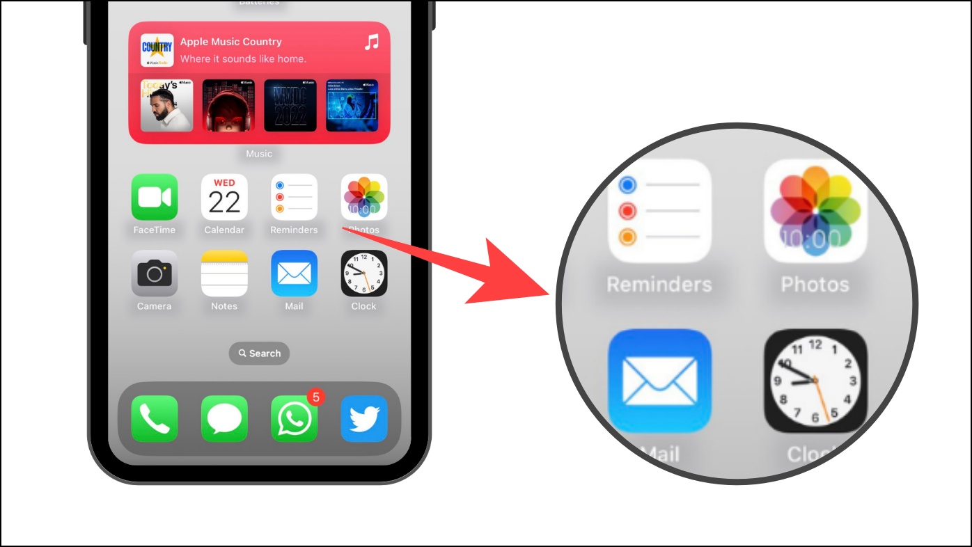 iOS 16 및 iPadOS 16의 앱 이름에 나타나는 그림자