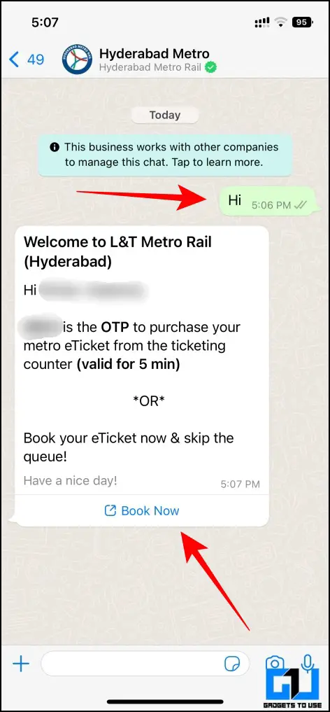 WhatsApp으로 하이데라바드 지하철 티켓 예약하기