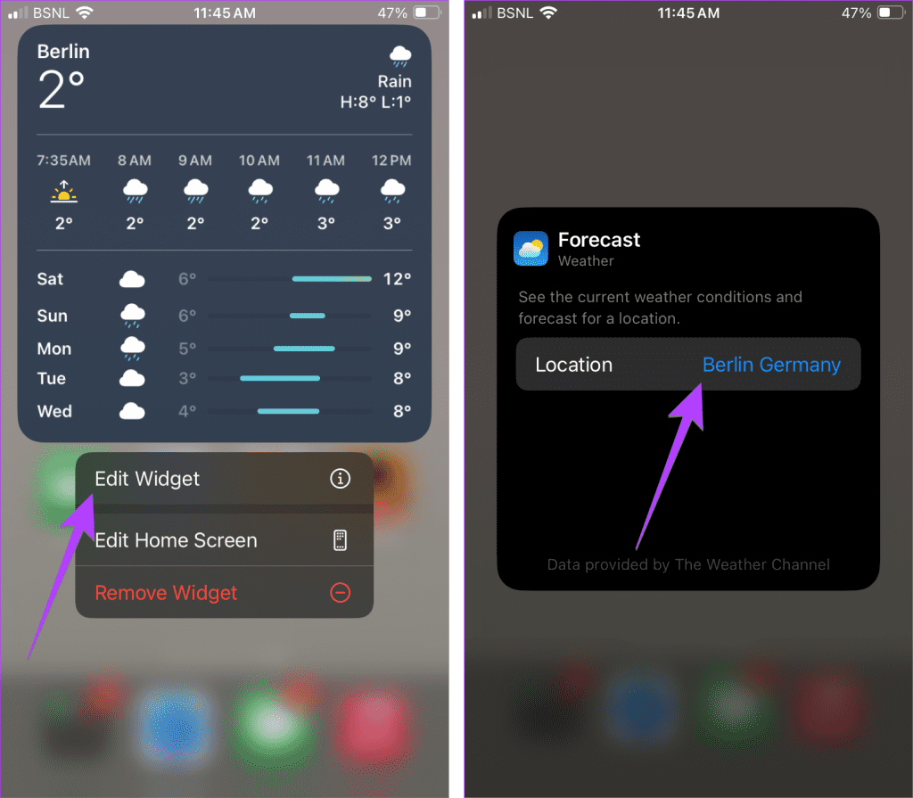 iPhone 날씨 위젯 위치 변경하기