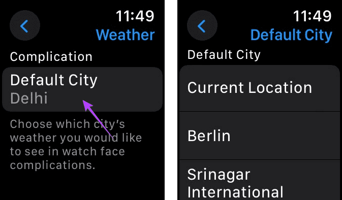 Apple Watch 날씨 앱 도시 변경