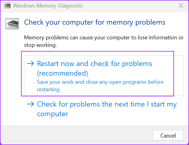 Windows 메모리 진단 도구 4