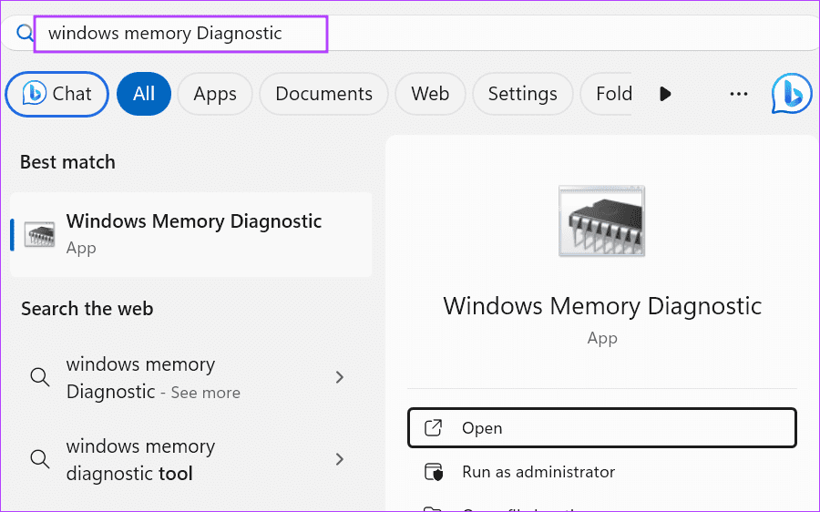 Windows 메모리 진단 도구 열기