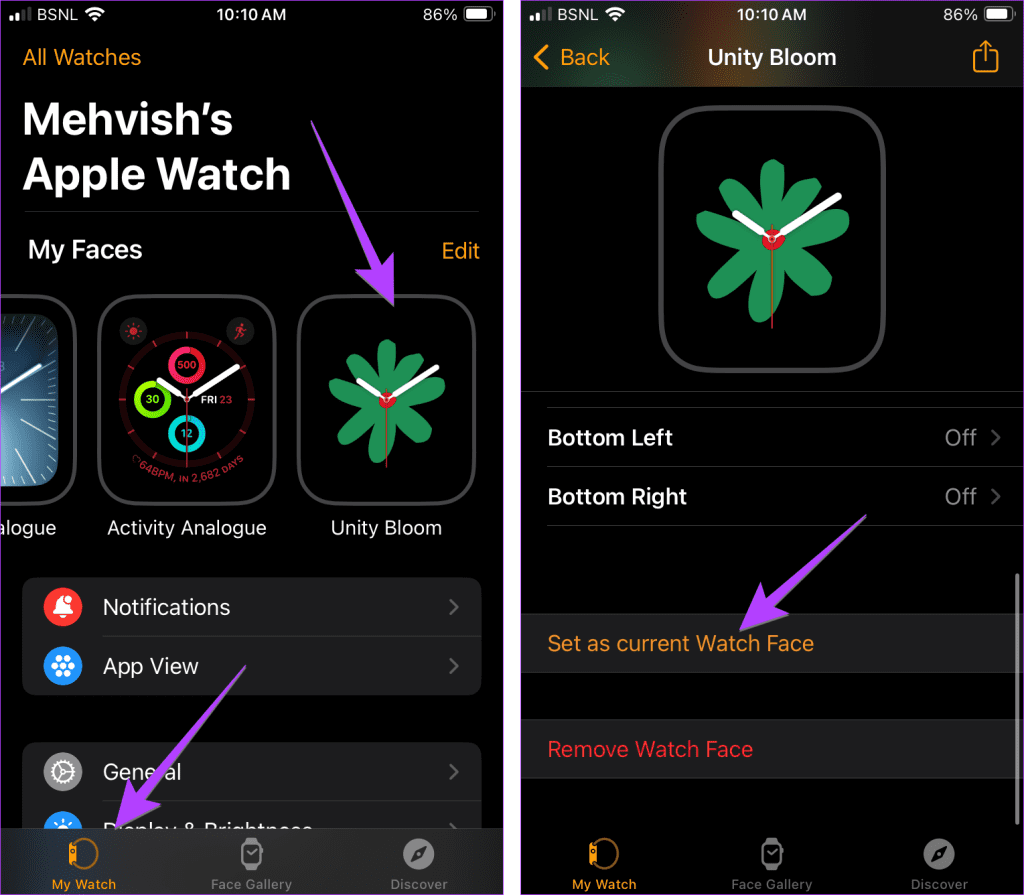 iPhone 앱에서 Apple Watch 페이스 변경하기