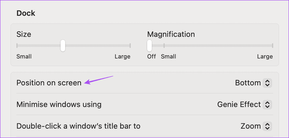 화면 도크 설정에서 위치 변경 Mac