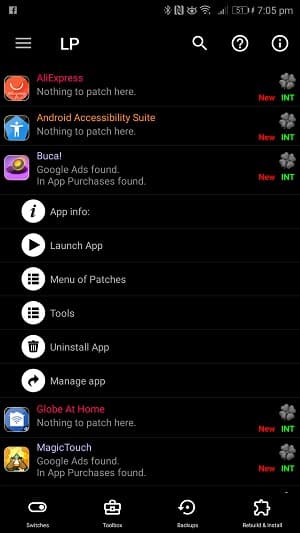 럭키패처 UI로 안드로이드 게임 해킹하기 - 앱 목록