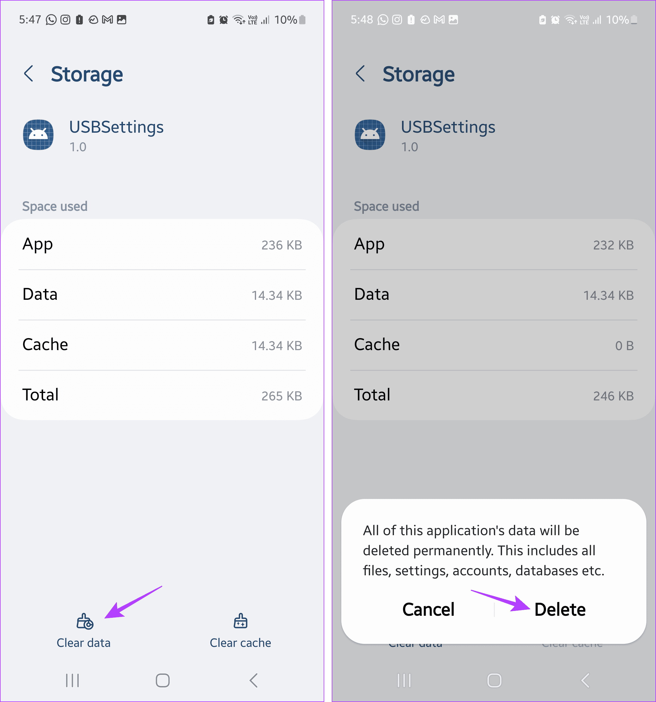 Clear USB Settings Data