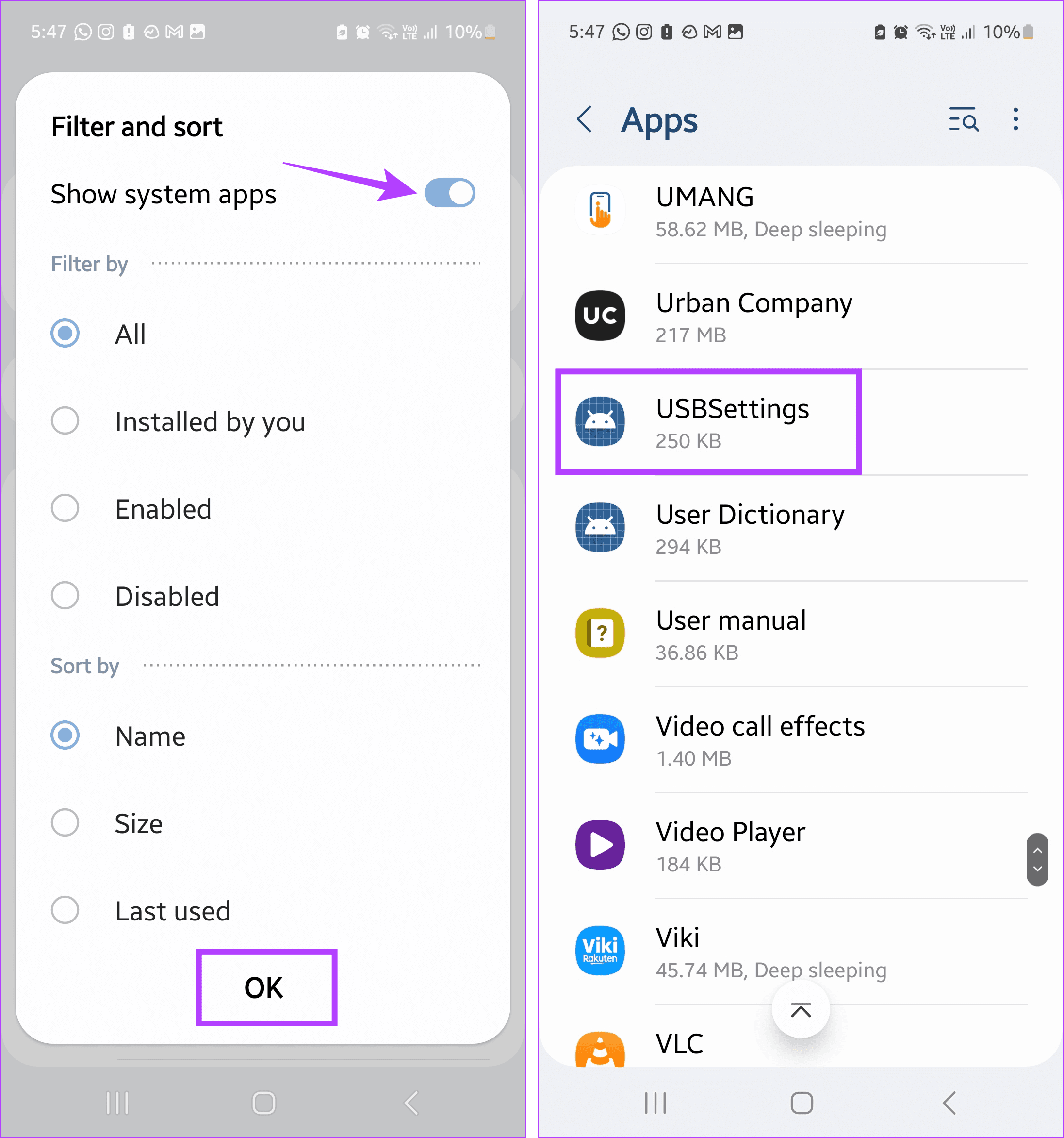 Open USB Settings