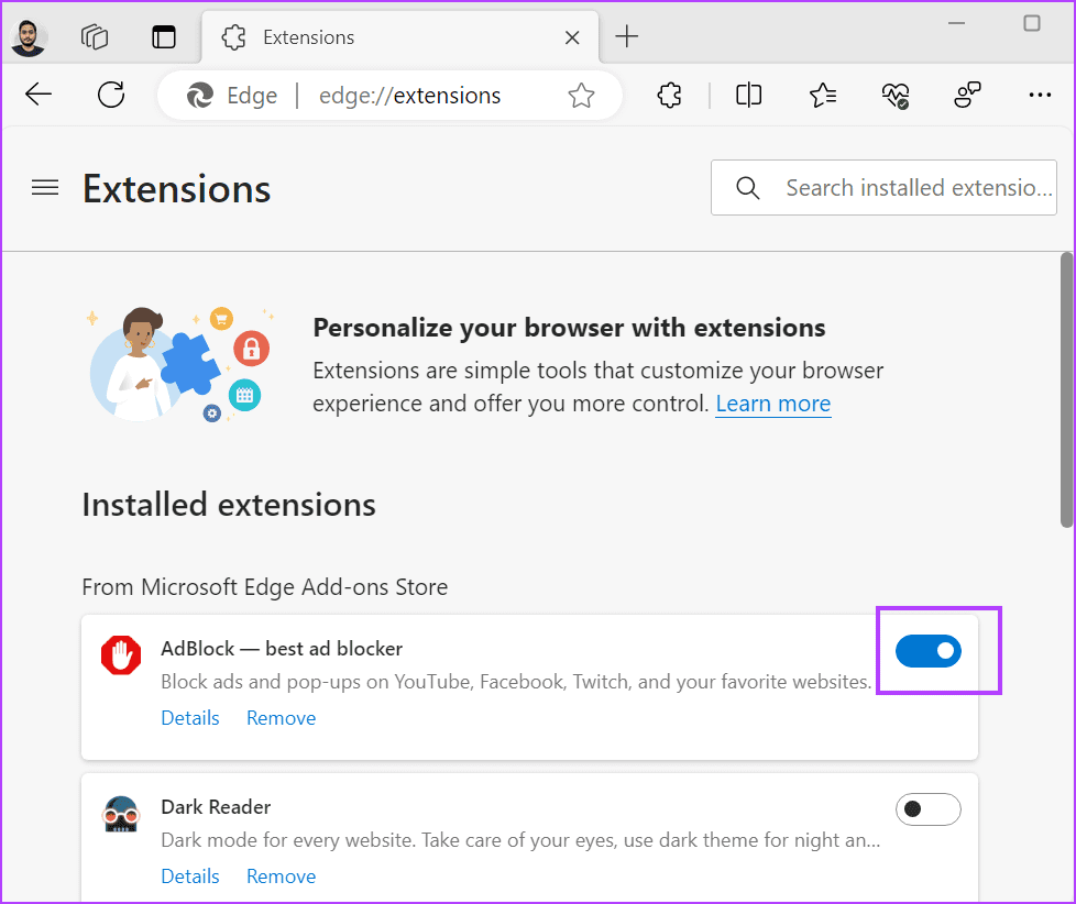 Temporarily Disable Installed Extensions 2