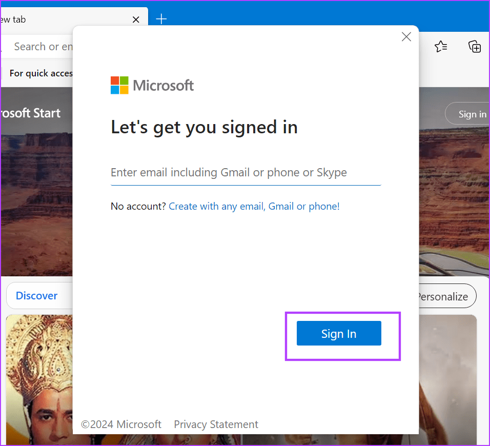 Login to Edge With a Microsoft Account 2