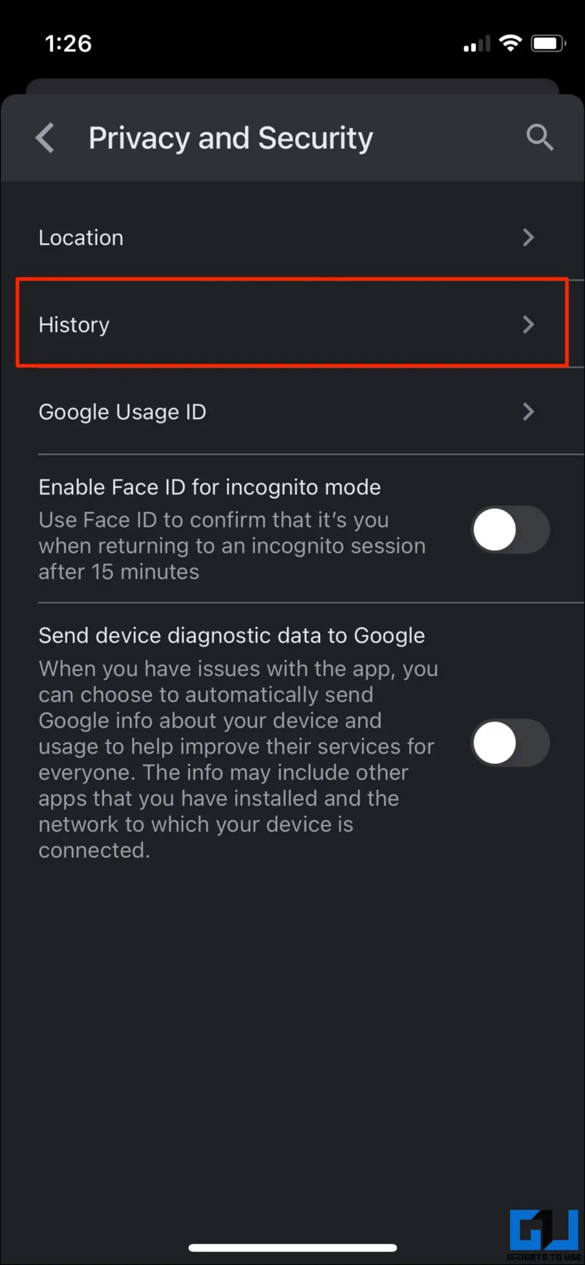 Google 앱 기록 캐시 삭제 iOS