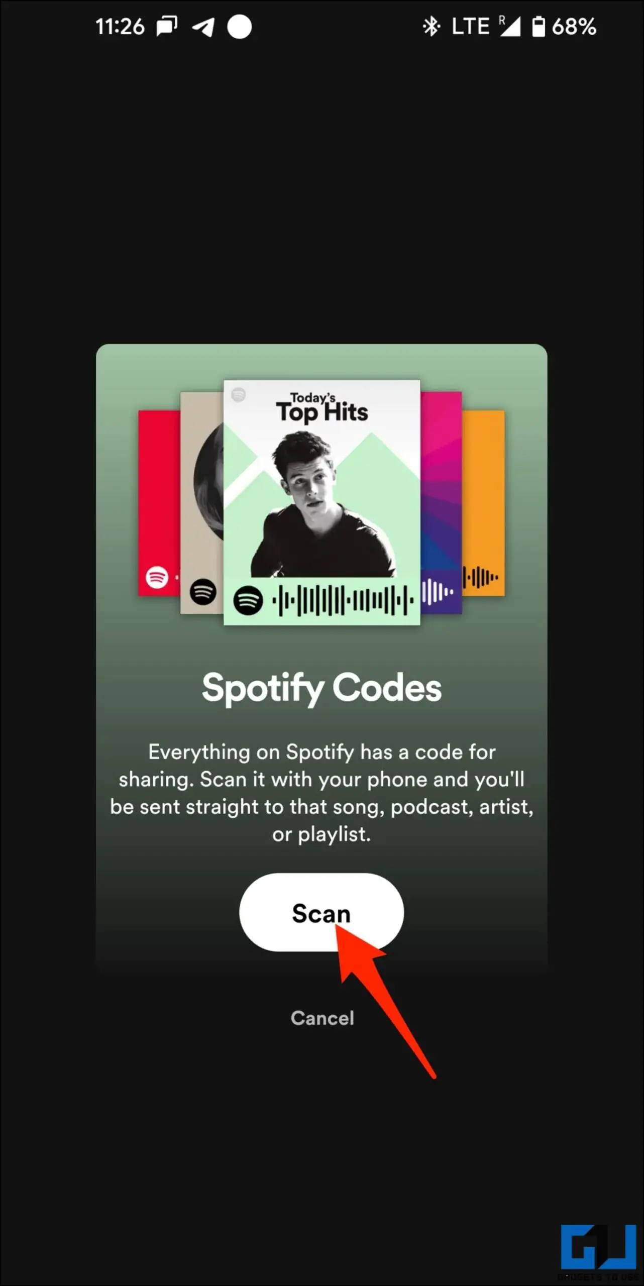 휴대폰에서 Spotify 코드 스캔