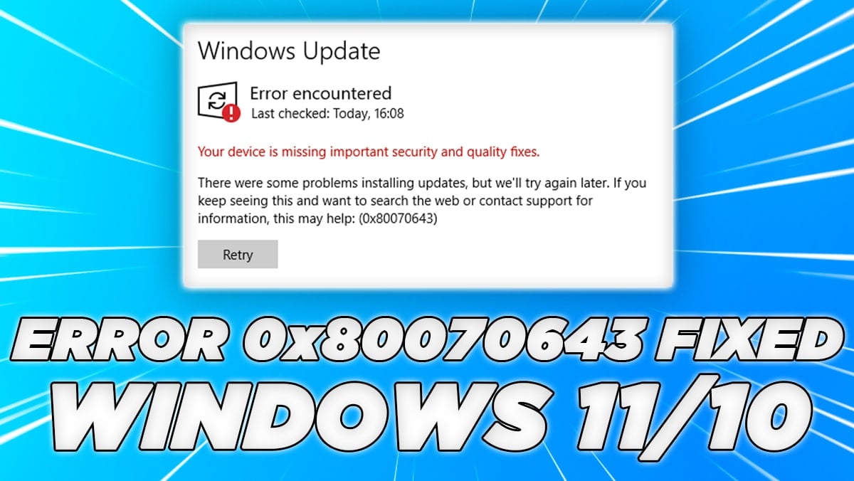 Read more about the article Windows 10 KB5001716 오류 0x80070643으로 설치 실패, 어떻게 해결하나요?