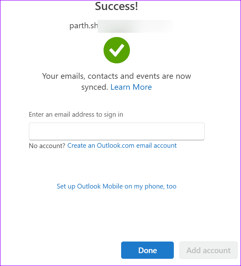Outlook 15에 iCloud 이메일 추가