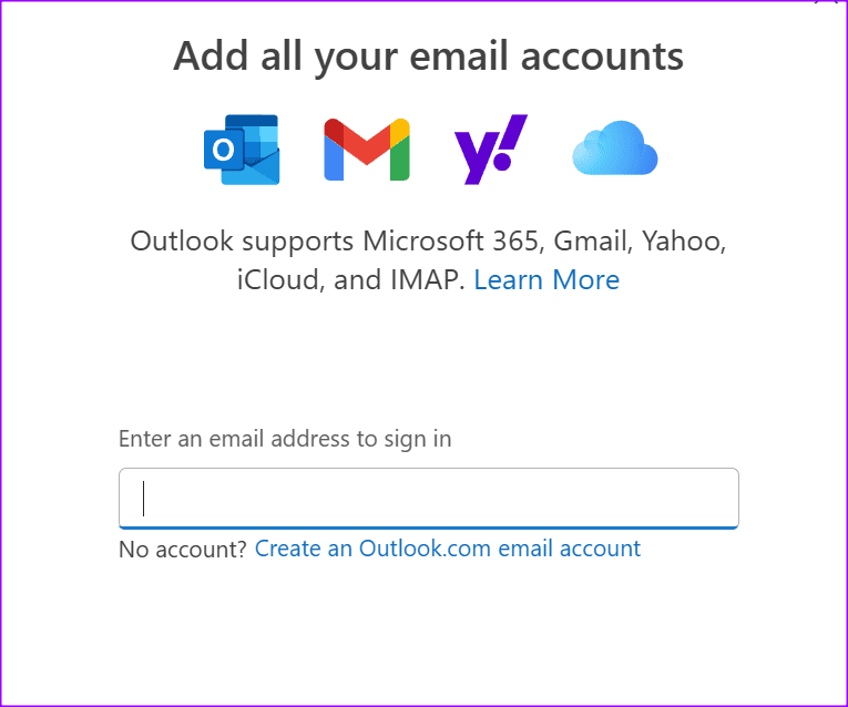 Outlook 3에 iCloud 이메일 추가