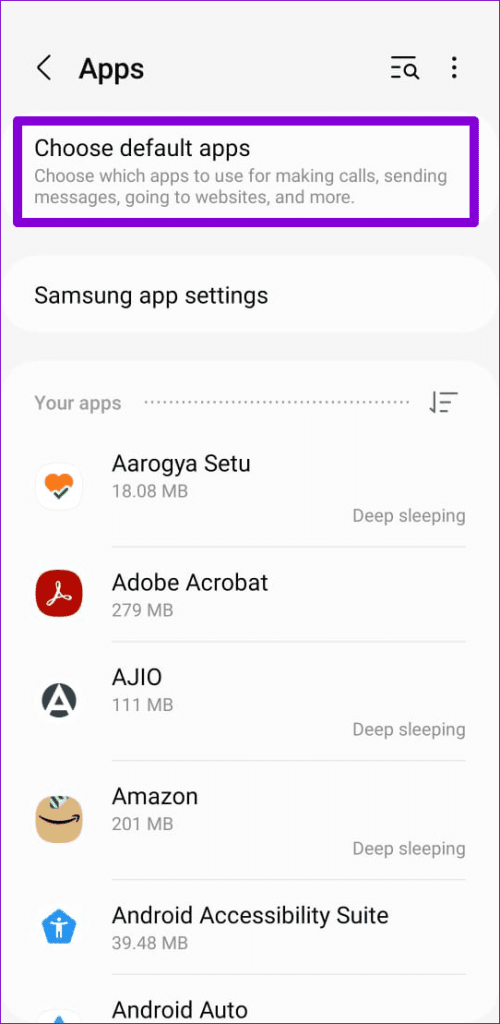 Android 2에서 기본 앱 선택