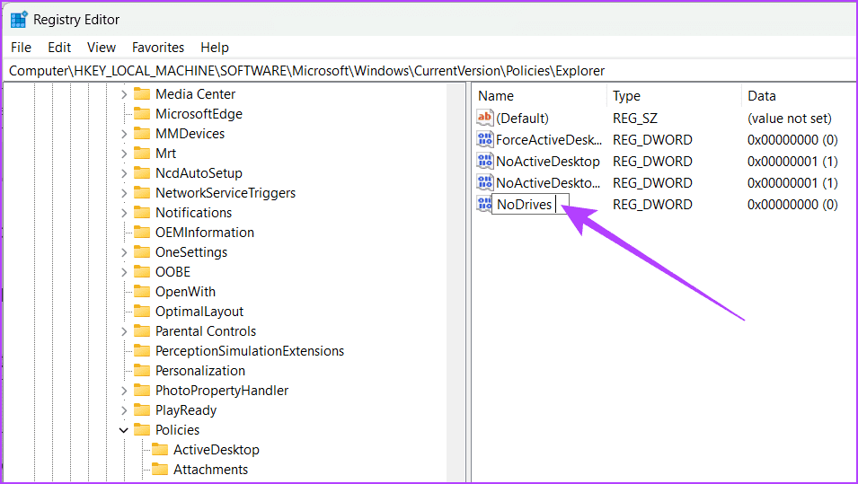Rename the file to NoDrives