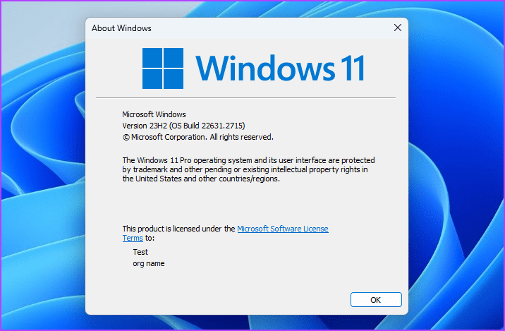 Windows PC 2의 빌드 버전 확인