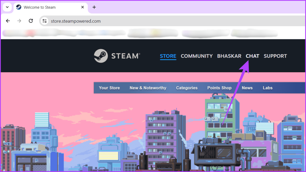 Steam 웹사이트로 이동하여 채팅 페이지로 이동하세요.