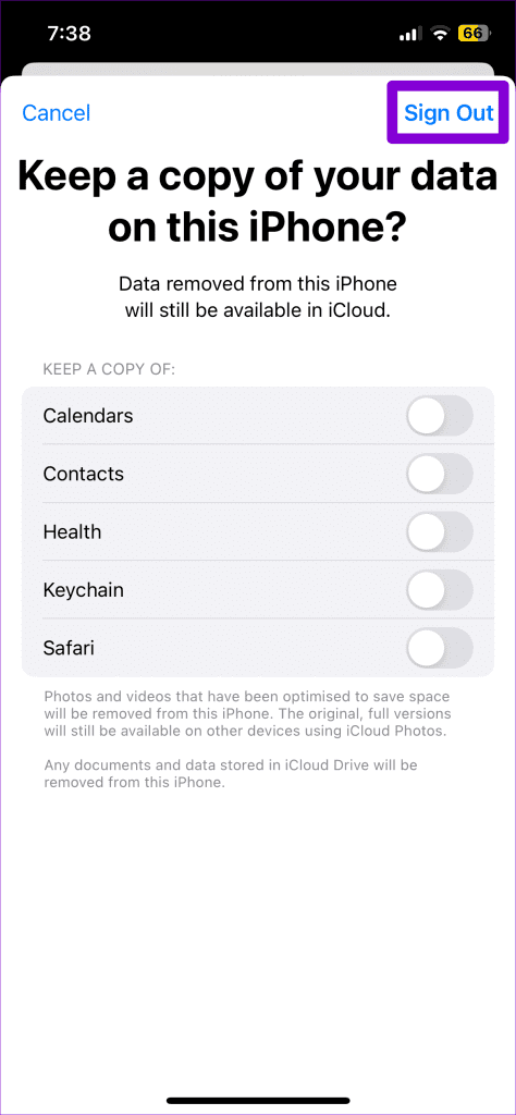 iPhone에서 Apple ID 로그아웃 확인