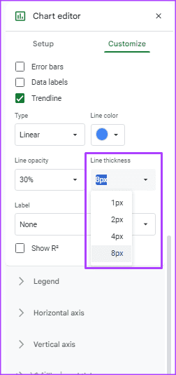 Google Sheets 14에 추세선을 추가하는 방법