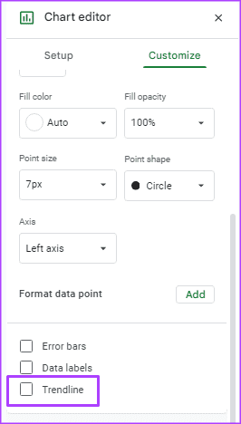 Google Sheets 9에 추세선을 추가하는 방법