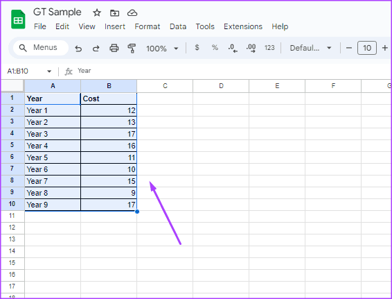 Google Sheets 2에 추세선을 추가하는 방법