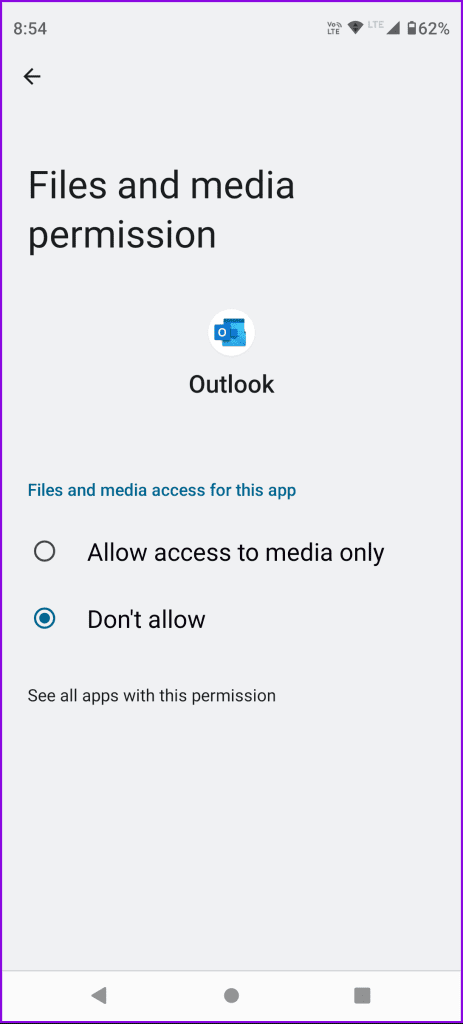 파일 액세스 Outlook Android 활성화