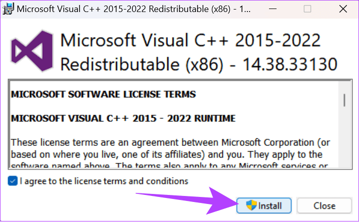 Visual C 설치 프로그램 실행