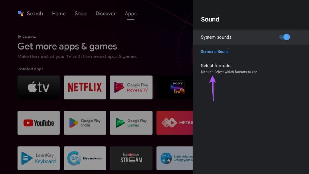 형식 선택 사운드 설정 Android TV