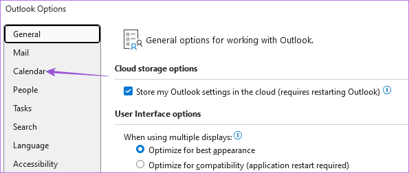 캘린더 옵션 Outlook windows1