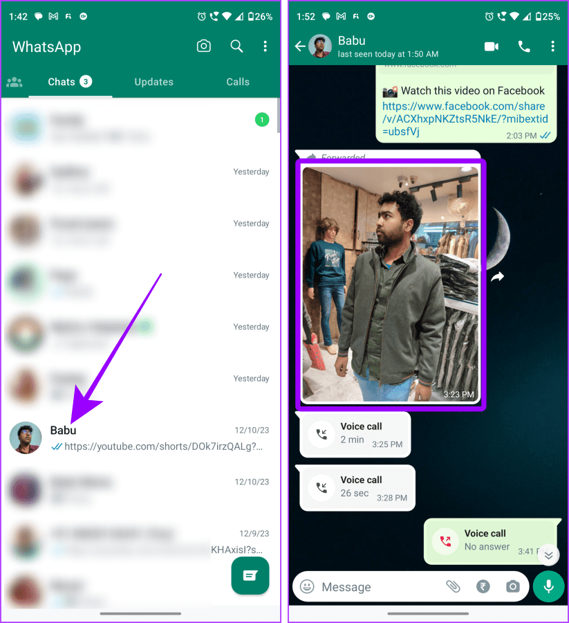Android의 WhatsApp 채팅