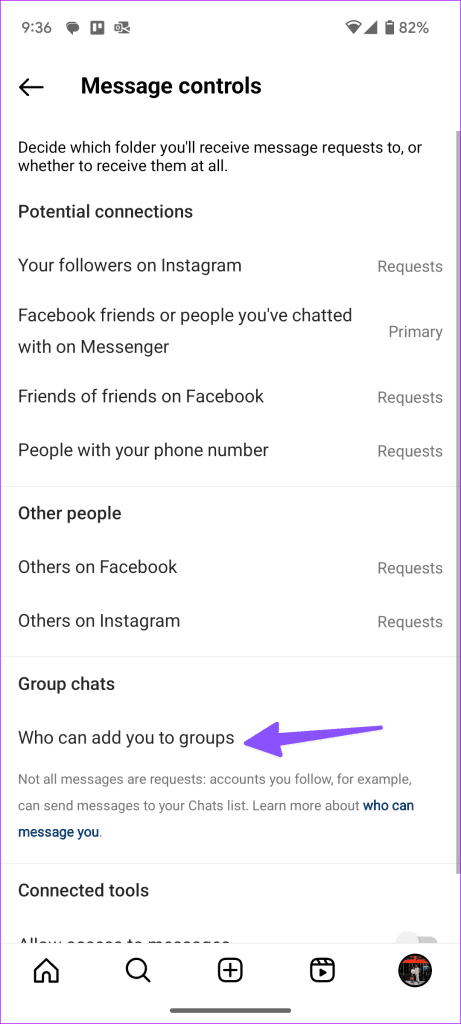 다른 사람이 귀하를 Facebook 및 Instagram 그룹에 추가하는 것을 방지하세요 17