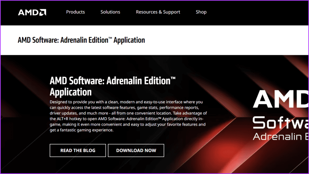 AMD 웹사이트로 이동하여 최신 Radeon 소프트웨어를 다운로드하세요.
