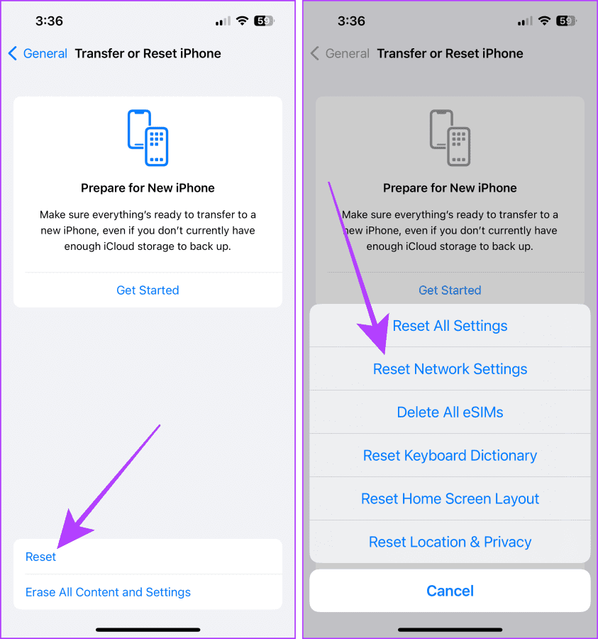 iPhone 설정 전송 또는 재설정