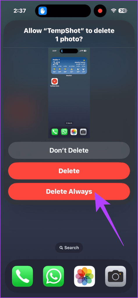 21. tap on Delete Always