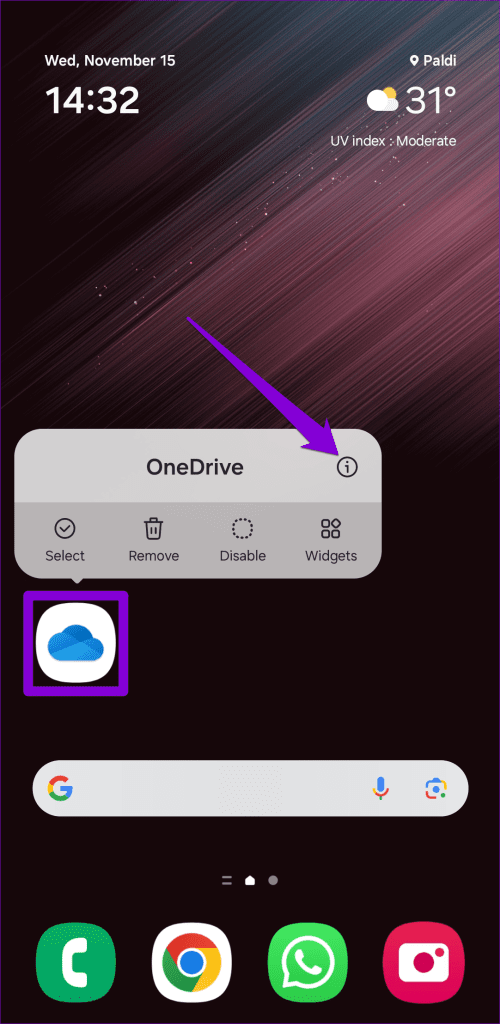 Android에서 OneDrive 앱 정보 열기
