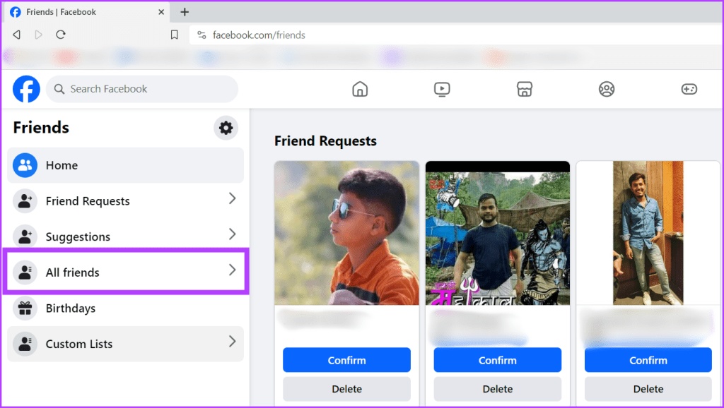 Select All friends