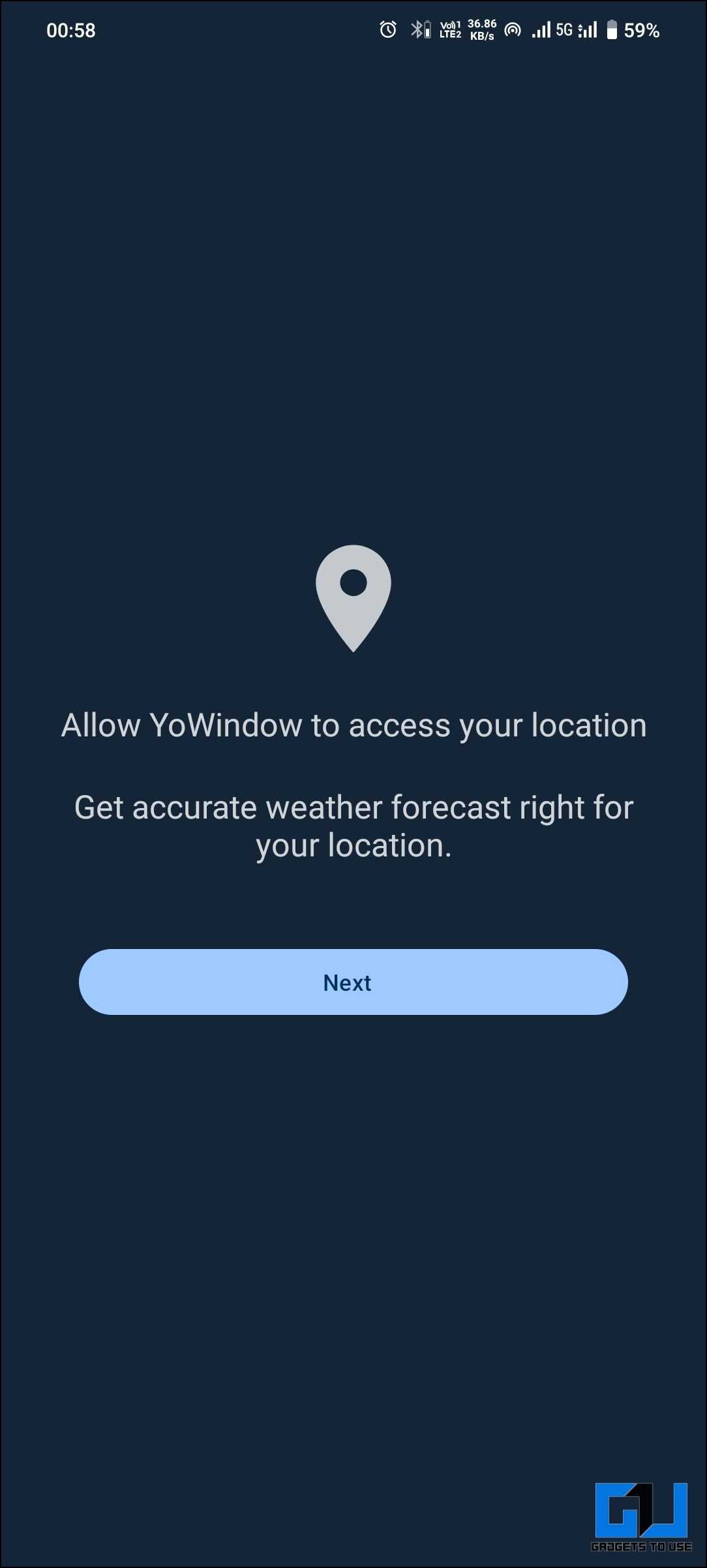 YoWindow 날씨 및 배경화면의 접근 권한 요청